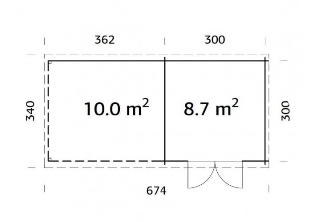The dimensions of the Ella log cabin and Garden Room