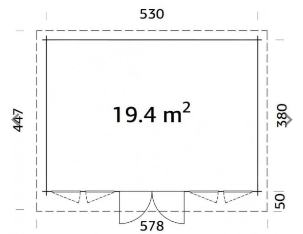The dimensions of the Lisa 19.4 Log Cabin